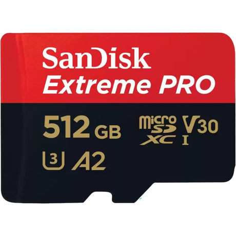Sandisk Extreme Pro 512 GB MicroSDXC-Speicherkarte (UHS-I U3, Klasse 10, V30, A2, inkl. SD-Adapter)