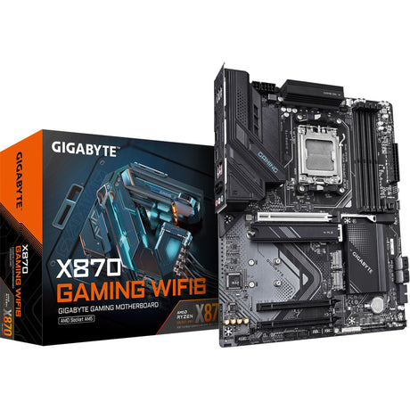 Gigabyte x870 Gaming WiFi6 Sockel AM5 Mainboard (schwarz grau, RAID, 2,5GB-LAN, WiFi 6, BT, Sound, ATX)