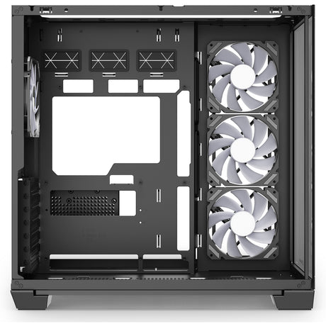 Sharkoon steel shark midi tower behuizing (zwart | 2x usb-a | 1x usb-c | rgb | tempered glass)