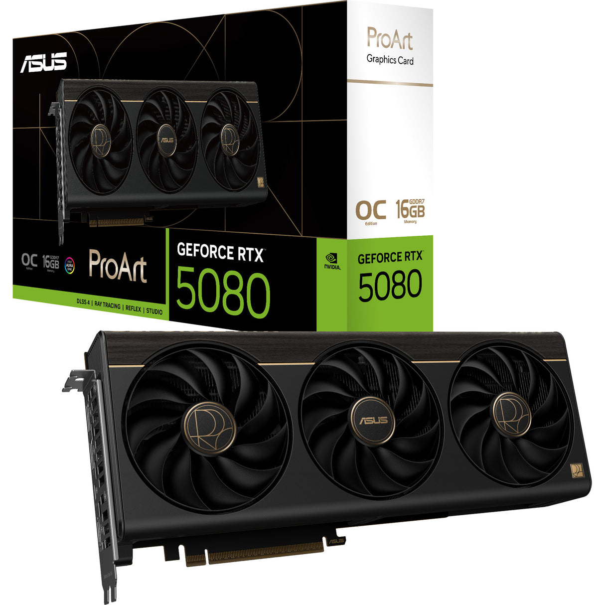 Asus proart geforce rtx 5080 oc 16g grafische kaart (2x displayport, 1x hdmi 2.1, 1x usb-c, dlss 4)