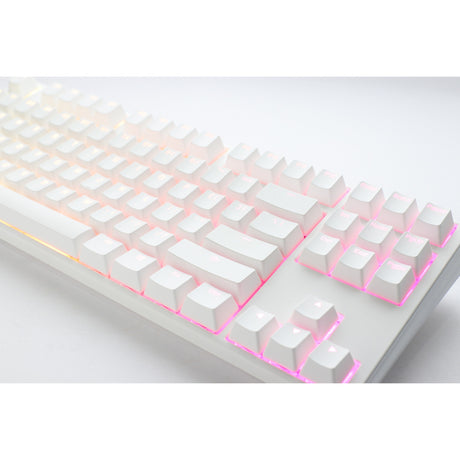 Ducky One 3 Classic Pure White TKL RGB mechanische Tastatur (weiß, US-Layout (QWERTY), Cherry MX Silent Red, 80 % (TKL), RGB-LEDs, Double-Shot PBT, Hot-Swap-fähig, Quack-Mechanik)