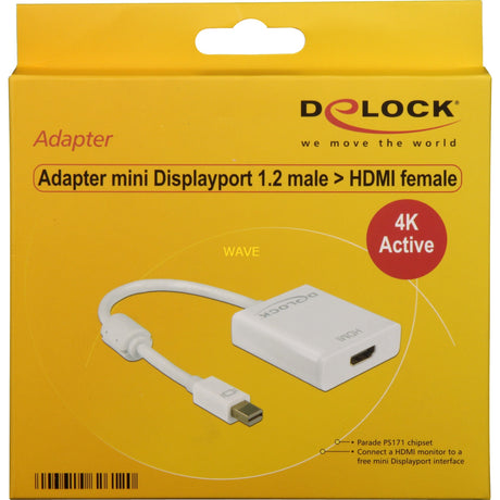Delock Mini DisplayPort > HDMI Adapter (weiß, 0,2 Meter, 4k)