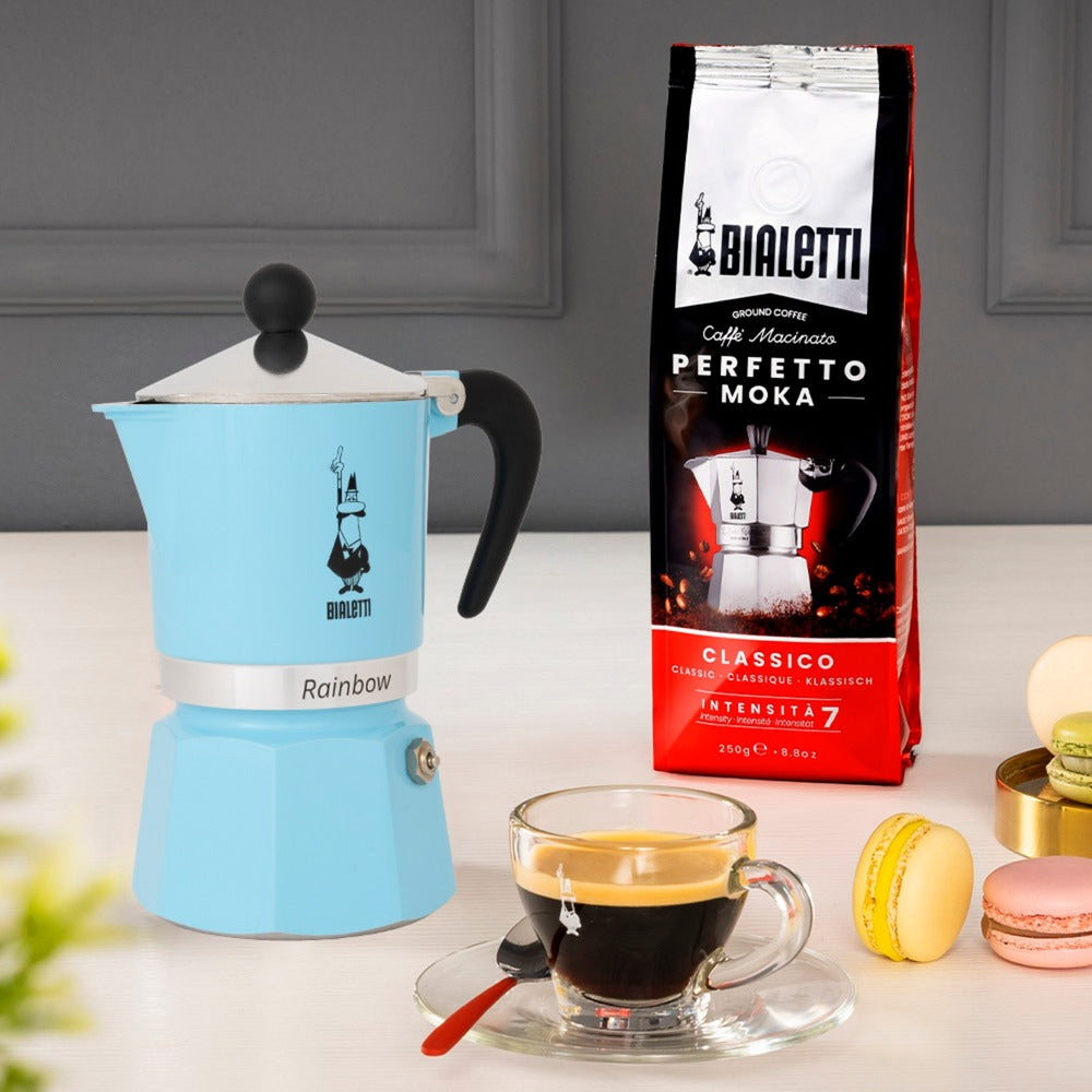 Bialetti Rainbow Espressomaschine (hellblau, 6 Tassen)