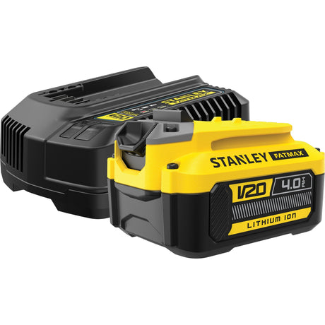 Stanley Fatmax V20 18-V-Starterkit-Ladegerät (gelb schwarz, Ladegerät (2 A) und Akku (4,0 Ah) im Lieferumfang enthalten)