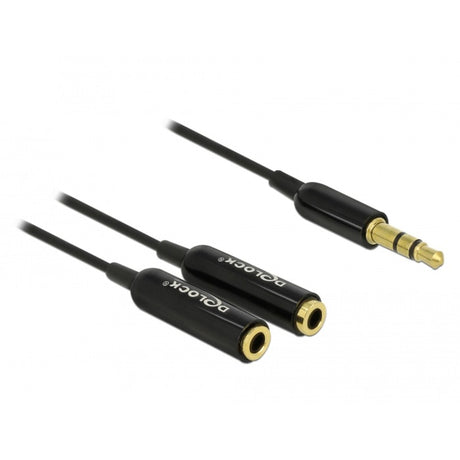 Delock Kabel Audio Splitter Stereo Klinke Stecker 3,5mm > 2x Stereo Klinke Buchse Splitterkabel (schwarz)