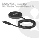 Club 3d cac-3027 qi2 25w draadloze oplader (zwart, qi-gecertificeerd, magsafe-compatibel, magnetisch pad)