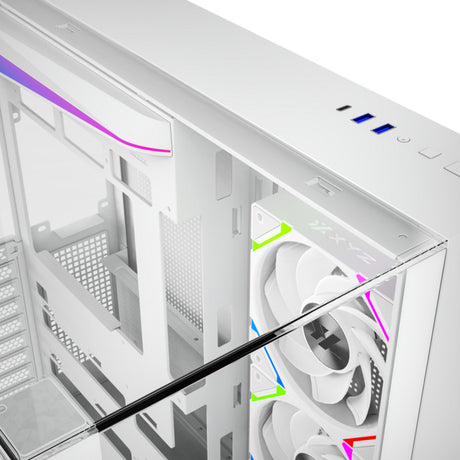 Xyz PC Gear Tesseract A-RGB Midi-Tower-Gehäuse (Weiß | 2x USB-A | 1x USB-C | RGB | Gehärtetes Glas)