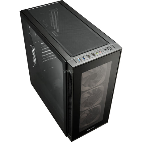 Sharkoon TG6 RGB Midi Tower Gehäuse (schwarz | 4x USB-A | RGB | gehärtetes Glas)