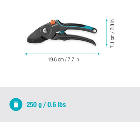Gardena Gartenschere Premiumcut Pro für trockenes Holz mit Ambossschliff (Grautürkis, 24 mm Schnittdurchmesser)