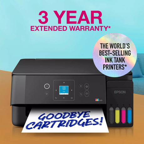 Epson Ecotank et-2922 All-in-One-Tintenstrahldrucker (Schwarz, Scannen, Kopieren, WLAN, inklusive bis zu 3 Jahre Tinte, c11cl63416)