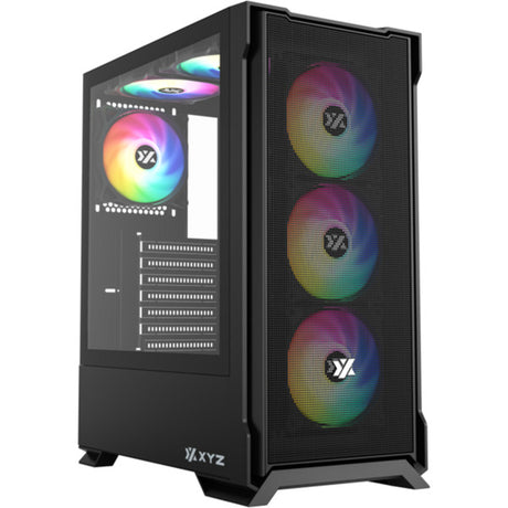 Xyz PC Gear Airone 300-X Mesh Midi Tower Gehäuse (Schwarz | 1x USB-A | 1x USB-C | Gehärtetes Glas)