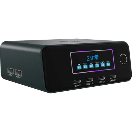 Icy box 240w gan oplaadstation (zwart)
