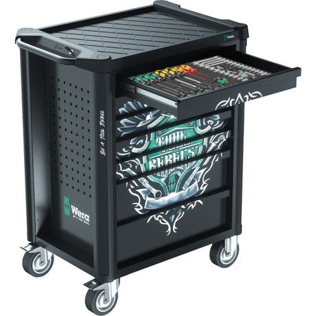 Wera 9700 Tool Rebel Werkstattwagen 1, 94-teiliger Werkzeugwagen (schwarz, inkl. 4 Moosgummieinlagen mit Werkzeug)
