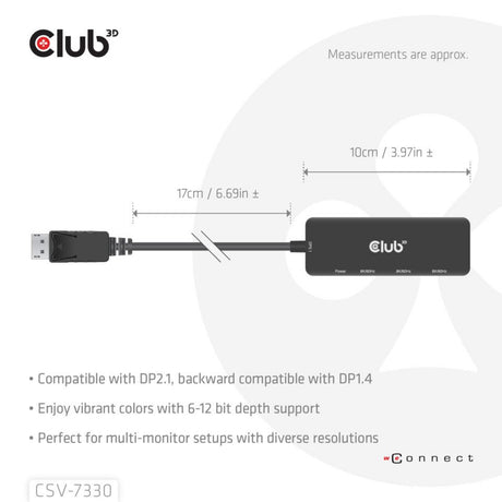 Club 3D Display Port zu Triple HDMI 8K60Hz Hub (Schwarz)