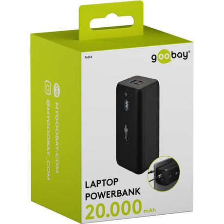 Goobay Laptop-Powerbank (schwarz, 20.000 mAh, Power Delivery)