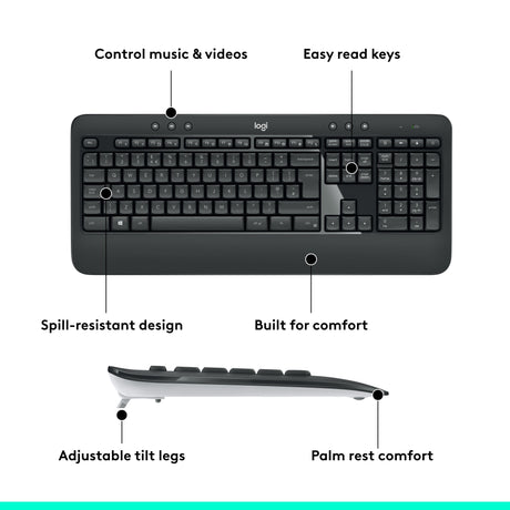 Logitech kabelloses Tastatur- und Mausset mk540 qwerty