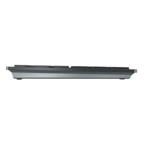 Cherry KW 9100 Slim, Tastatur (Schwarz Silber, EU-Layout (QWERTY), Scherenschalter, ABS, USB-C, 2,4 GHz, Bluetooth)