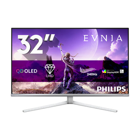 Philips evnia 32m2n8900p 31.5 4k ultra hd gaming monitor (wit, 1x displayport, 2x hdmi, 1x usb-c, 2x usb-a, 240 hz)
