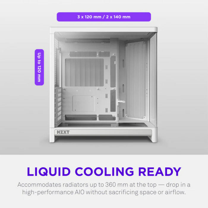 Nzxt h6 rgb+ midi tower behuizing (wit | 2x usb-a | 1x usb-c | rgb | tempered glass)