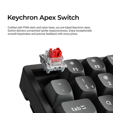 Keychron k2 ultra 8k wireless custom mechanical keyboard (zwart, us lay-out (qwerty), apex banana, 75%, rgb leds, osa double-shot pbt, usb-c | 2.4 ghz | bluetooth 5.2)