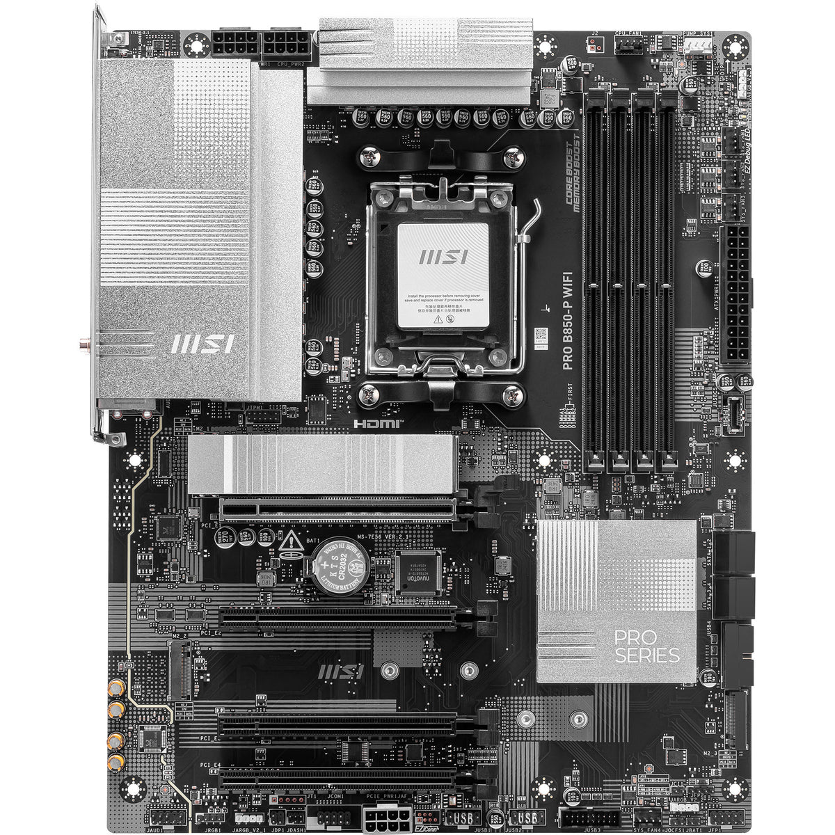 Msi pro b850-p wifi socket am5 moederbord (raid, 5gb-lan, wi-fi 7, bt, sound, atx)