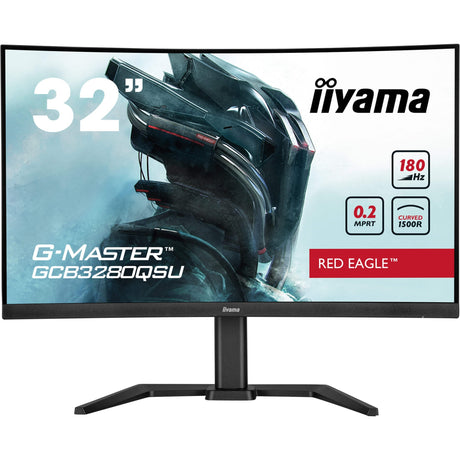 Iiyama G-Master Red Eagle GCB3280QSU-B2 31,5 gebogener Gaming-Monitor (schwarz, 2x HDMI, Display-Port, 2x USB-A, USB-B, 180 Hz)
