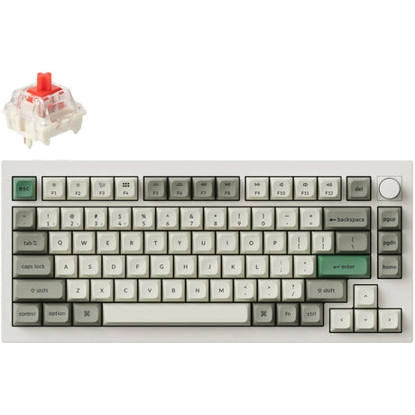 Keychron Q1 Max-P1 RGB mechanische Tastatur (weiß, US-Layout (QWERTY), Gateron Jupiter Red, 75 %, RGB-LEDs, KSA Double-Shot PBT, Hot-Swap, Knopf, 2,4 GHz | Bluetooth 5.1 | USB-C)