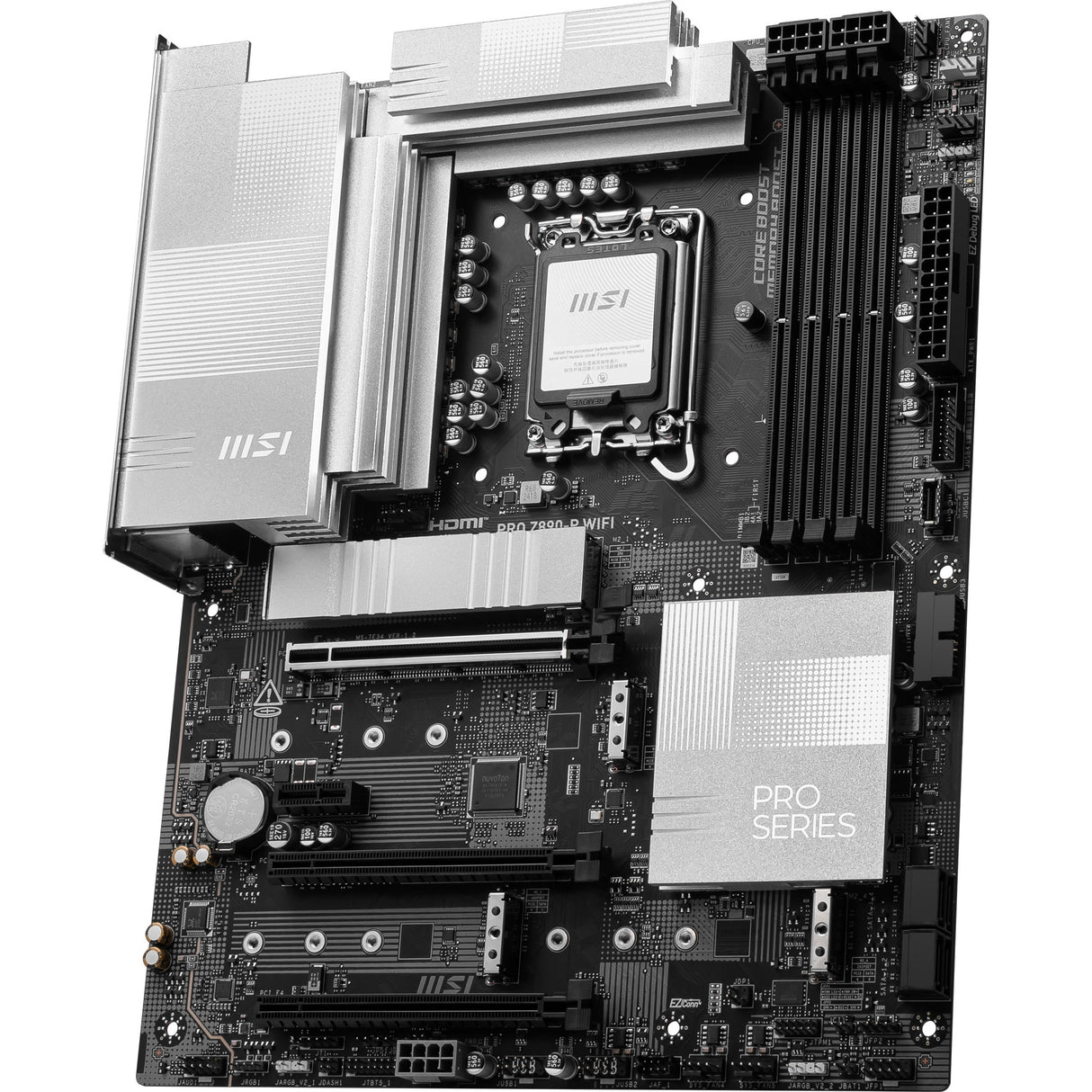 MSI Pro Z890-P WiFi Socket 1851 Mainboard (Schwarz Silber, RAID, 5GB-LAN, WiFi 7, BT, Sound, ATX)