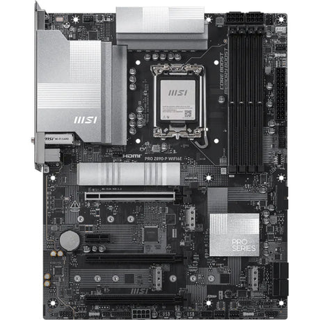 Msi pro z890-p wifi6e socket 1851 moederbord (zwart zilver, 5 gb-lan, wi-fi 6e, bt, sound, atx)