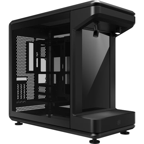 Cooler Master Masterframe 360 Stage LCD Midi-Tower-Gehäuse (schwarz | 2x USB-A | 1x USB-C | gehärtetes Glas)