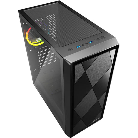 Sharkoon vs8 RGB schwarzes Midi-Tower-Gehäuse (schwarz | 2x USB-A | 1x USB-C | RGB | gehärtetes Glas)