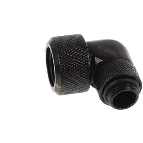 Alphacool Eiszapfen 16 mm Hartrohr-Klemmverschraubung 90° drehbar G1 4 Anschluss (schwarz, gerändelt, tiefschwarz)