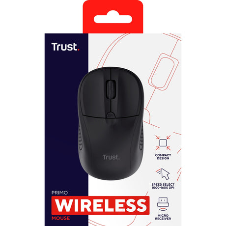 Trust Primo kabellose Maus (schwarz, 1000–1600 dpi)