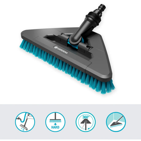 Gardena Cleansystem Stielbürste Hard Flex, Bürste für größere, harte Flächen Waschbürste (Grau Türkis, 18814-20)