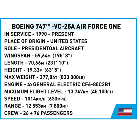 Cobi boeing 747 air force one constructiespeelgoed (schaal 1:144)