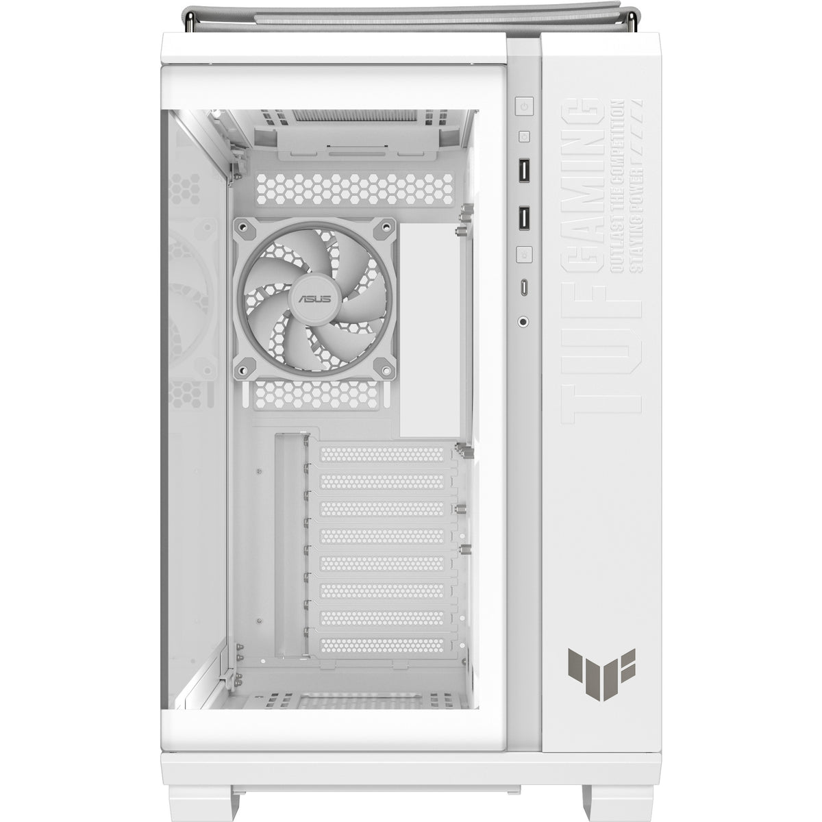 Asus TUF Gaming GT502 Horizon ArGB Midi-Tower-Gehäuse (weiß | 3x USB-A | 1x USB-C | gehärtetes Glas)