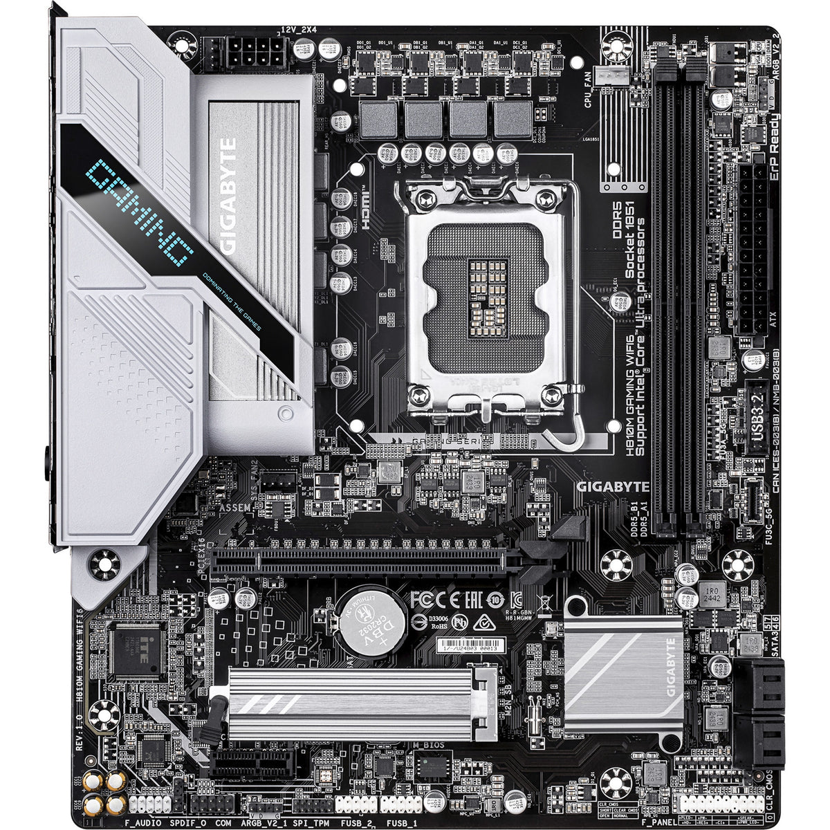 Gigabyte h810m gaming wifi6 socket 1851 moederbord (raid, gb-lan, sound, µatx)