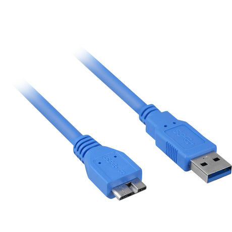 Sharkoon USB-A 3.0 > Micro USB-B 3.0 Kabel (blau, 3 Meter)