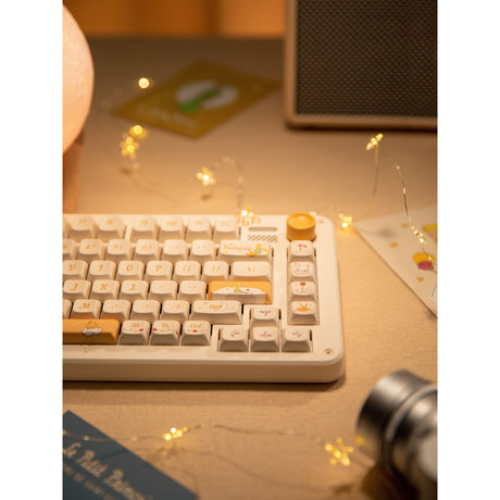 Iqunix ZX75 Sunset Ponder kabellose mechanische Tastatur (hellgelb, US-Layout (QWERTY), Gateron-Rot, 75 %, RGB-LEDs, Hot-Swap-fähig, Double-Shot-PBT, 2,4 GHz | Bluetooth 5.1 | USB-C)