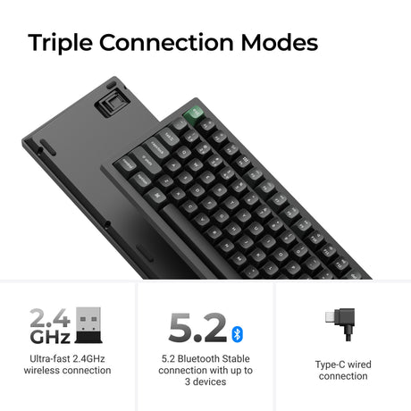 Keychron k4 ultra 8k wireless custom mechanical keyboard (zwart, us lay-out (qwerty), apex brown, 96%, rgb leds, osa double-shot pbt, usb-c | 2.4 ghz | bluetooth 5.2)