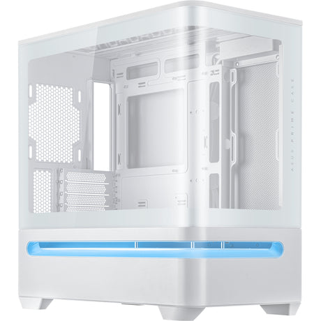 Asus Prime Ap202 Midi-Tower-Gehäuse (Weiß | 2x USB-A | 1x USB-C | RGB | Gehärtetes Glas)