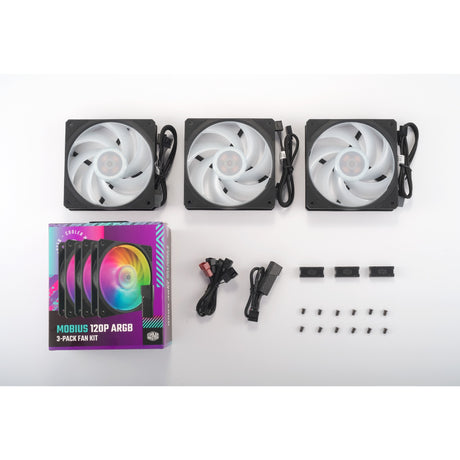 Cooler Master Mobius 120p ArGB 120x120x25 Gehäuselüfter (schwarz, 3 Stück, 120 x 120 x 25 mm, PWM)