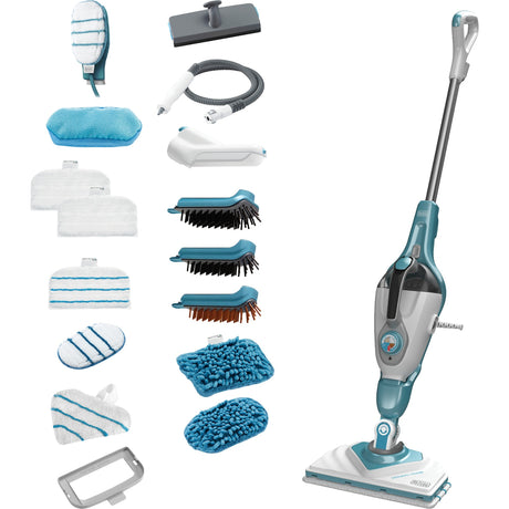 Black+decker 1600w steam-mop bhsm1615dam-qs stoomreiniger (wit blauw, incl. steamitt, deltavoet en 17 accessoires)