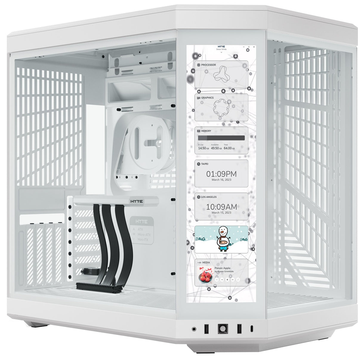 Hyte y70 Touch Infinity Midi-Tower-Gehäuse (weiß | 2x USB-A | 1x USB-C | gehärtetes Glas)