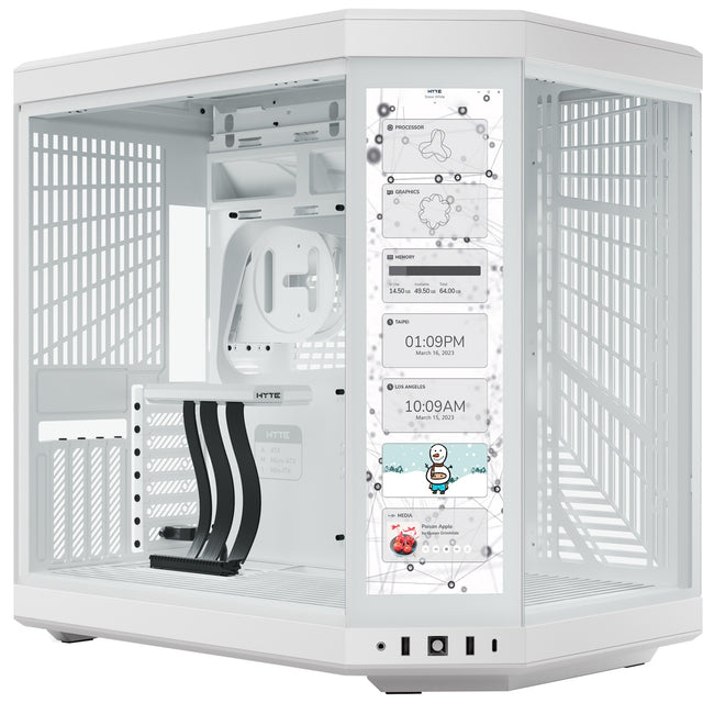 Hyte y70 Touch Infinity Midi-Tower-Gehäuse (weiß | 2x USB-A | 1x USB-C | gehärtetes Glas)