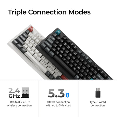 Keychron q5 ultra-m3 8k wireless custom mechanical keyboard (wit, us lay-out (qwerty), silk pom red, 96%, rgb, hot swap, 8k, 2.4 ghz | bluetooth 5.2 | usb-c)