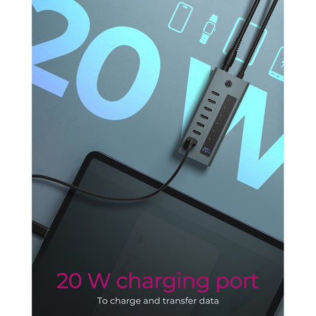 Icy Box 7-Port USB-C 3.2 Gen 2 USB-Hub (blau-grau)