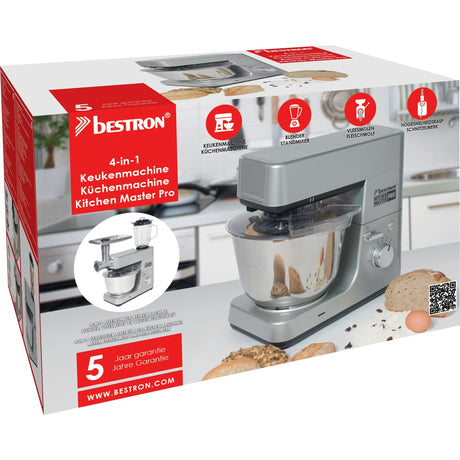 Bestron akm1600s 4-in-1 Küchenmaschine Kitchen Master Pro (Silber)