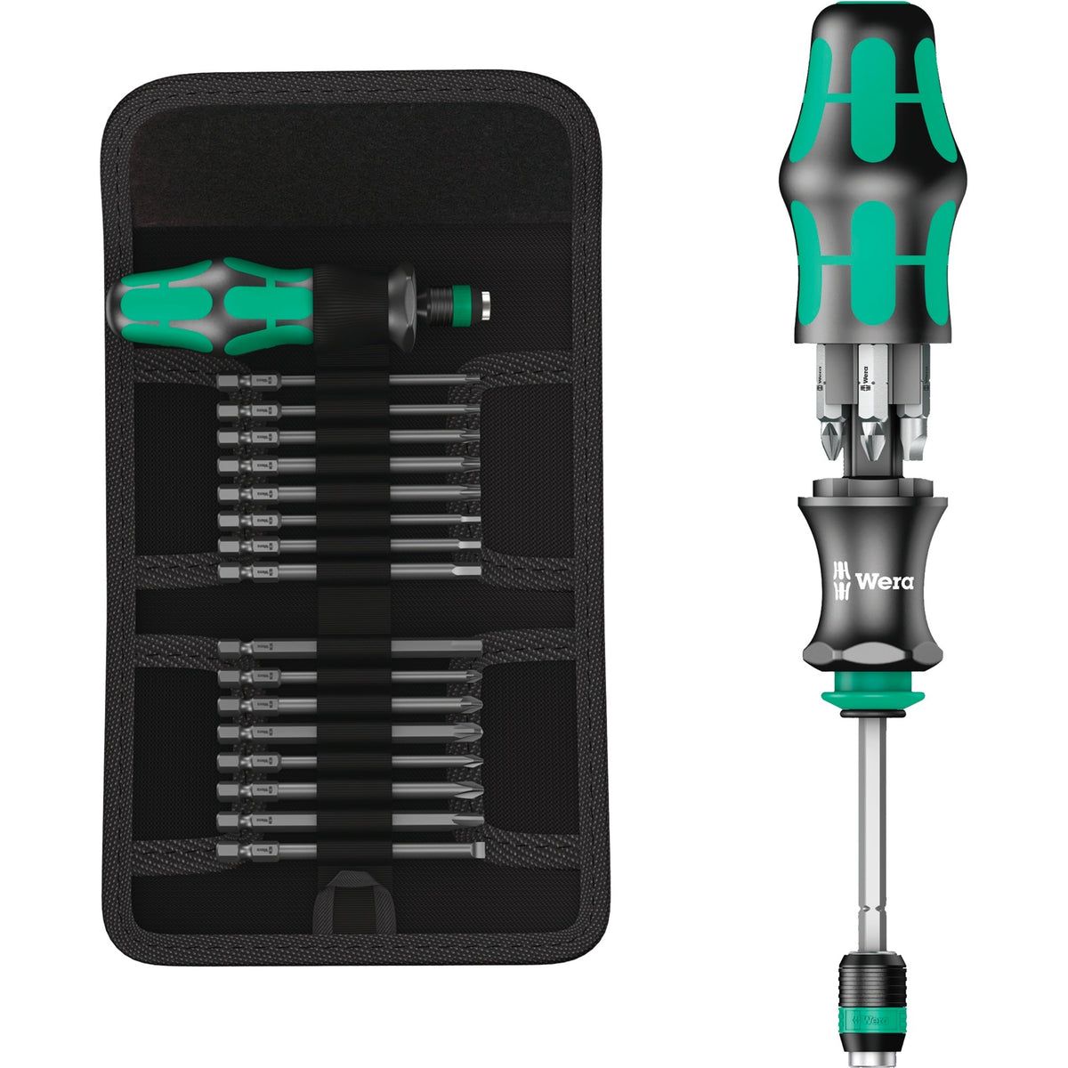 Wera kraftform kompakt 26 mit Koffer, 7-teiliges Bit-Set (schwarz grün)