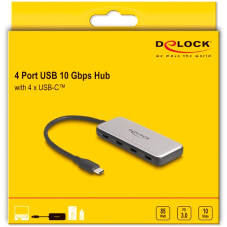 Delock 4-Port USB-C + PD 85 Watt USB-Hub (grau)